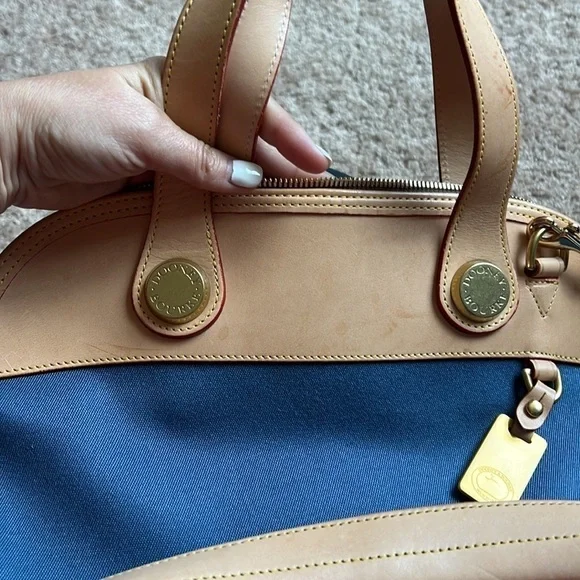 DOONEY & BOURKE blue leather and canvas cabriolet dome bag - Picture 11 of 12